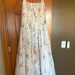 Hello Molly White Maxi Dress with Pink, Purple & Yellow Floral Embroidery